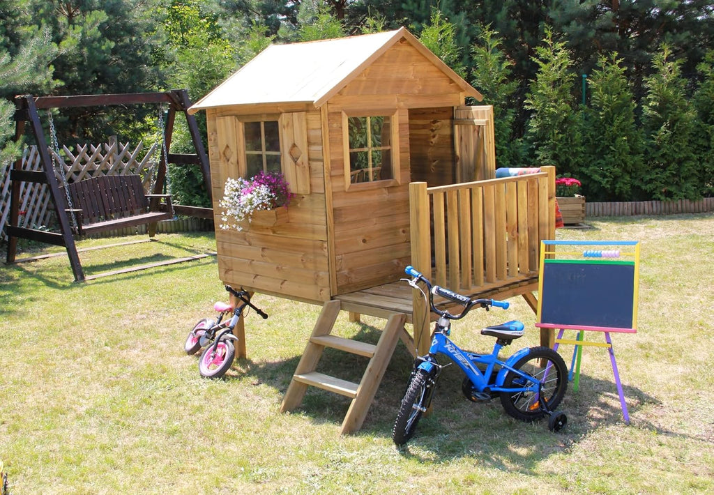 Gartenhaus Kinder - Spielhaus Kinder Outdoor - Aus Imprägniertem Gehobeltem Kiefernholz - Originell und Einzigartig Gartenspielhaus - Holzart Gehobelte Kiefer