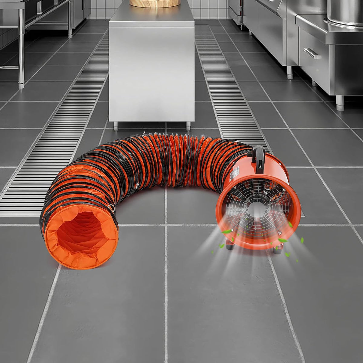 Bauventilator, 250mm Gebläse, 43m³/min Industrieventilator Baugebläse, 2800/3300rpm Schlauch Axialgebläse, 320W Gebläse mit 10m Kanalschlauch, für Fabriken Keller Stahlwerke Tunnel Autowerkstätten