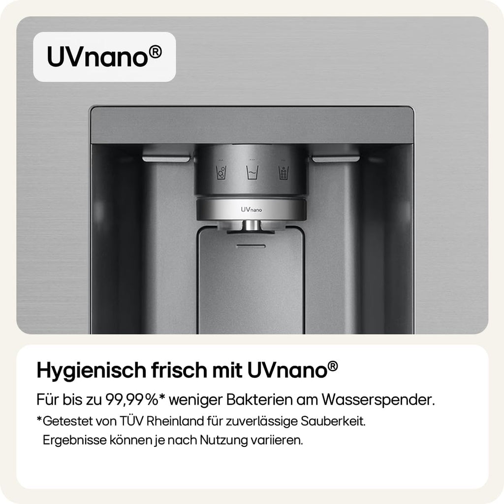 LG GSLE81PYBC Side-by-Side Kühlschrank mit Gefrierfach (628 L, Energieklasse C) mit Eis- und Wasserspender, Multi-Airflow, DoorCooling+, Silber