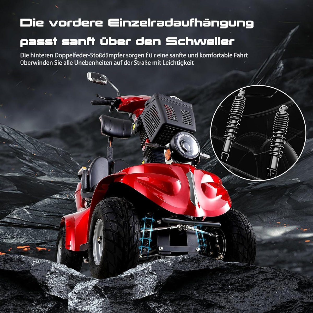 2025 Scooter de movilidad ZVGREEN de 4 ruedas – modelo para personas mayores con asiento tipo capitán – hasta 15 km/h – gran espacio de almacenamiento – asiento giratorio – freno electromagnético