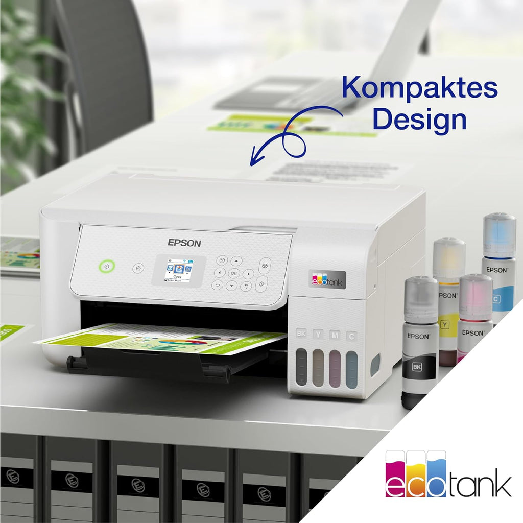 Epson EcoTank ET-2826 A4-Multifunktions-Wi-Fi-Tintentankdrucker, mit einem im Lieferumfang enthaltenen Vorrat an Tinten bis zu 3 Jahren
