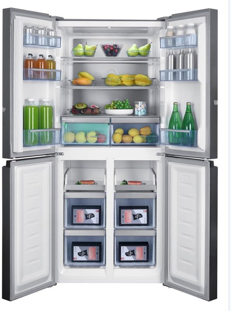 Beko GNO46623MXPN Side-by-Side, Kühlschrank, Gefrierschrank, 466 l Gesamtvolumen, 291 Liter Kühlbereich, 175 Liter Gefrierbereich, Multifunktionsdisplay, HarvestFresh, 18 l Chiller-Zone, Edelstahl