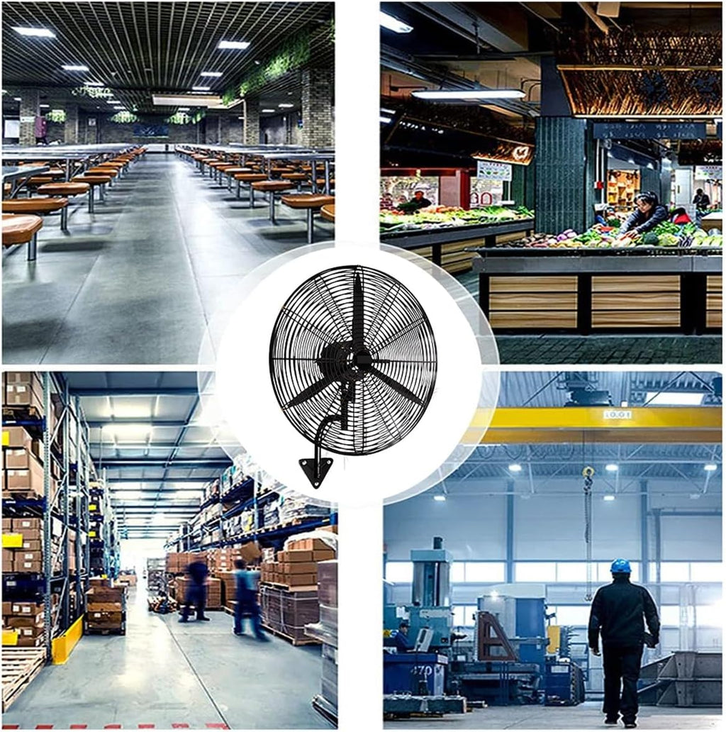Wandventilator Mit Aluminiumflügeln/120°-Oszillation, Robuster Industrie-Wandventilator Aus Metall Für Außenbereiche, Gewerbe, Garagen, Lagerhallen, Werkstätten, Fabriken, 750 Mm, 500 Mm