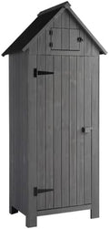 LEADZM Gartenschrank Holz für Außenbereich, gartenhaus Holz, Grau, 3 Regalböden, geräteschuppen für Garten, Terrasse, 77 X 54 X 180 cm