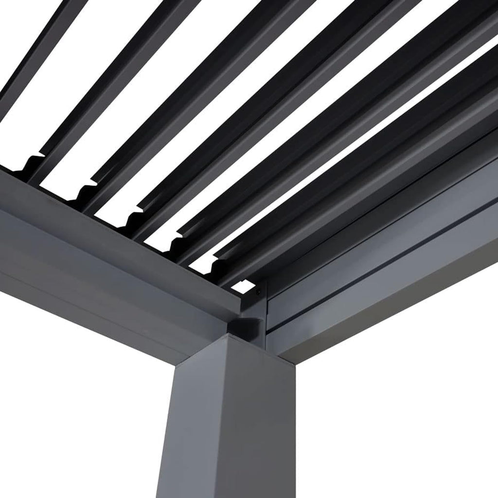 Lamellen Pergola Bioclimatic Aluminium | Pavillon verstellbares Lamellendach 4x3m wasserdicht | freistehend anthrazit pulverbeschichtet