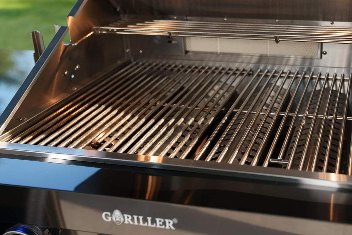 GORILLER® BLACKBACK M6 Outdoor-Küche, Gasgrill mit Doppel-Kühlschrank und Waschbecken, Edelstahl, Schwarz