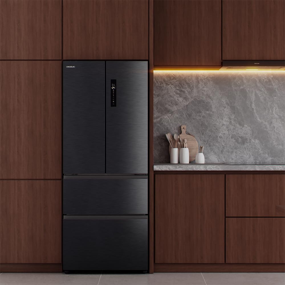 Cecotec Kühlschrank Französische Tür Total No Frost Bolero CoolMarket F2D 403 Inox E, Extra Kapazität Max 403 L, Höhe 170 cm und 70 cm Breite, FreshNessFlexHub Schublade, Inverter-Kompressor