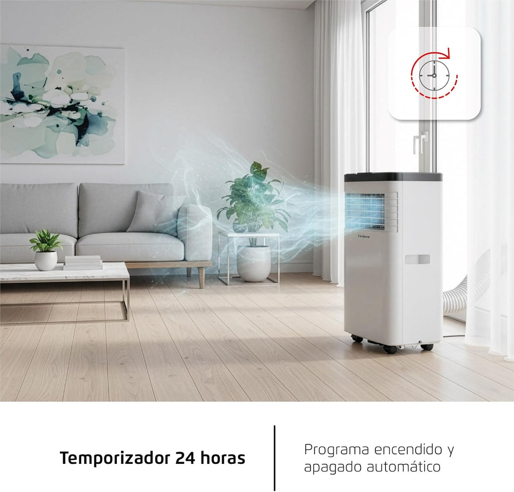Corberó 3-in-1-Klimaanlage mit Fernbedienung | CPC09 | 2600 W | 12-18 m² | 16-31 °C | Kühlung | Heizung | Entfeuchtung | 2 Geschwindigkeiten | 24h Timer