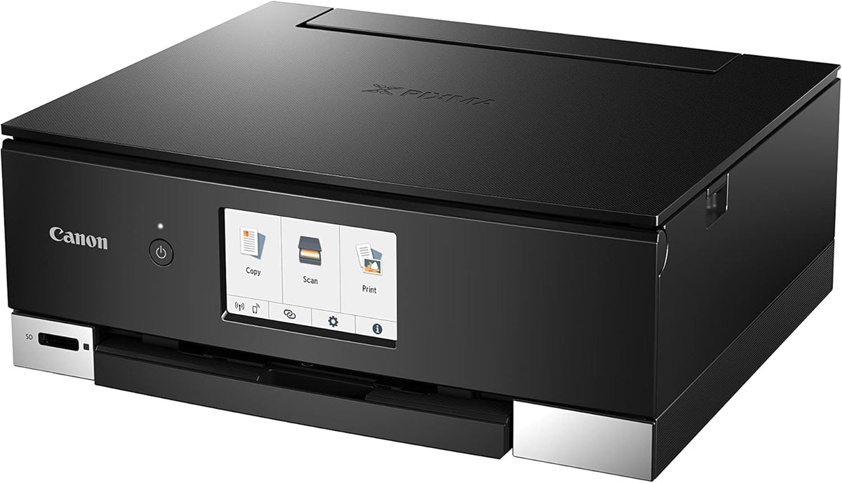 Canon PIXMA TS8750 Multifunktionsdrucker 3in1 (Tintenstrahl,Drucken, Kopieren, Scannen, A4, 10,8 cm Touch LCD, WLAN, Duplexdruck, 2 Papierzuführungen, 2 x 100 Blatt, 6 Separate Tinten) schwarz
