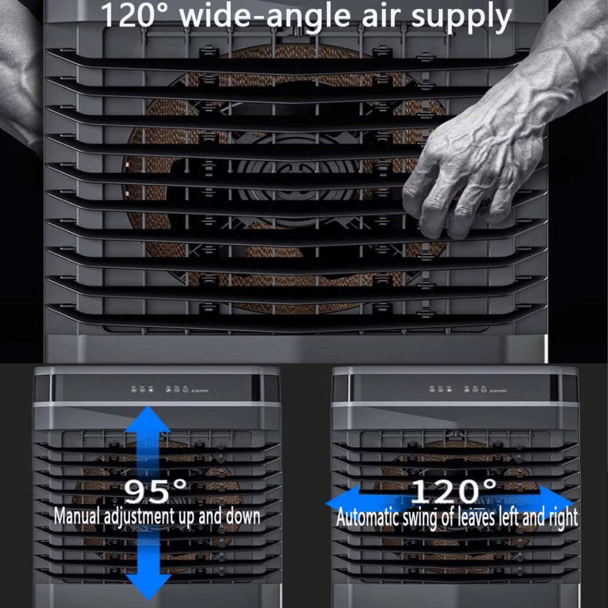 Klimaanlage Mobile Klimagerät mit Wasserkühlung Leise Luftkühler Air Conditioner mit 120°Oszillierend 1-12Timer leiser Betrieb 45L Wassertank Verdunstungskühler für Zimmer Wohnungen