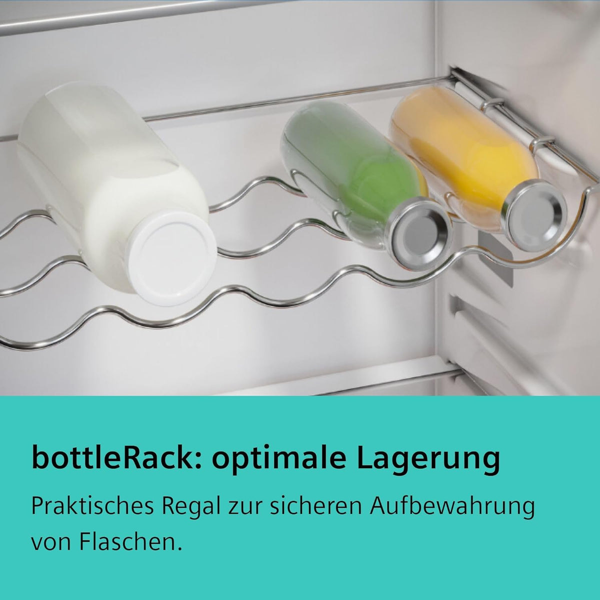 Siemens KI82LADD0 iQ500, Einbau-Kühlschrank mit Gefrierfach, 177,5 x 56 cm Nische, 246 L Kühlen & 34 L Gefrieren, Made in Germany, hyperFresh für längere Frische, schnell Kühlen, Leise, Flachscharnier