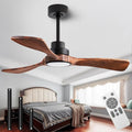 106cm Deckenventilator mit Beleuchtung und Fernbedienung, 3 Holz Flügeln, 18W LED-Licht mit Dimmfunktion (3000K, 4500K, 6500K) Leise DC Motor, 6 Geschwindigkeiten, Timer, Für Schlafzimmer Wohnzimmer