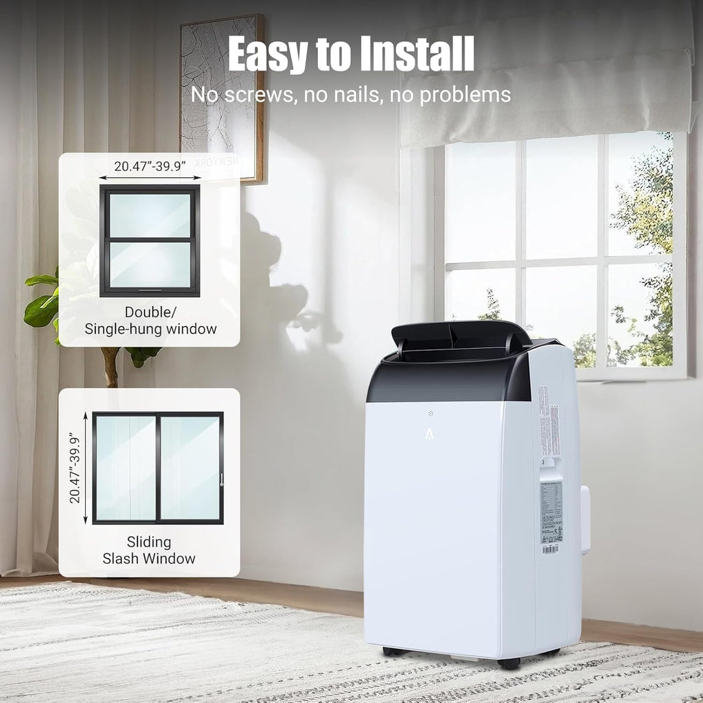 Hipicute 14000 BTU Mobile Klimagerät mit Fernbedienung 3 in 1 Kühler AC-Einheit mit Ventilator und Luftentfeuchter, erfrischt den Raum bis zu 750 Quadratmeter