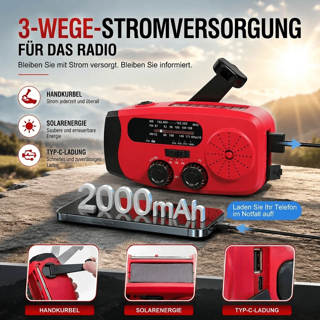 Notfallradio mit Kurbel und Solar | Rettungsfunk