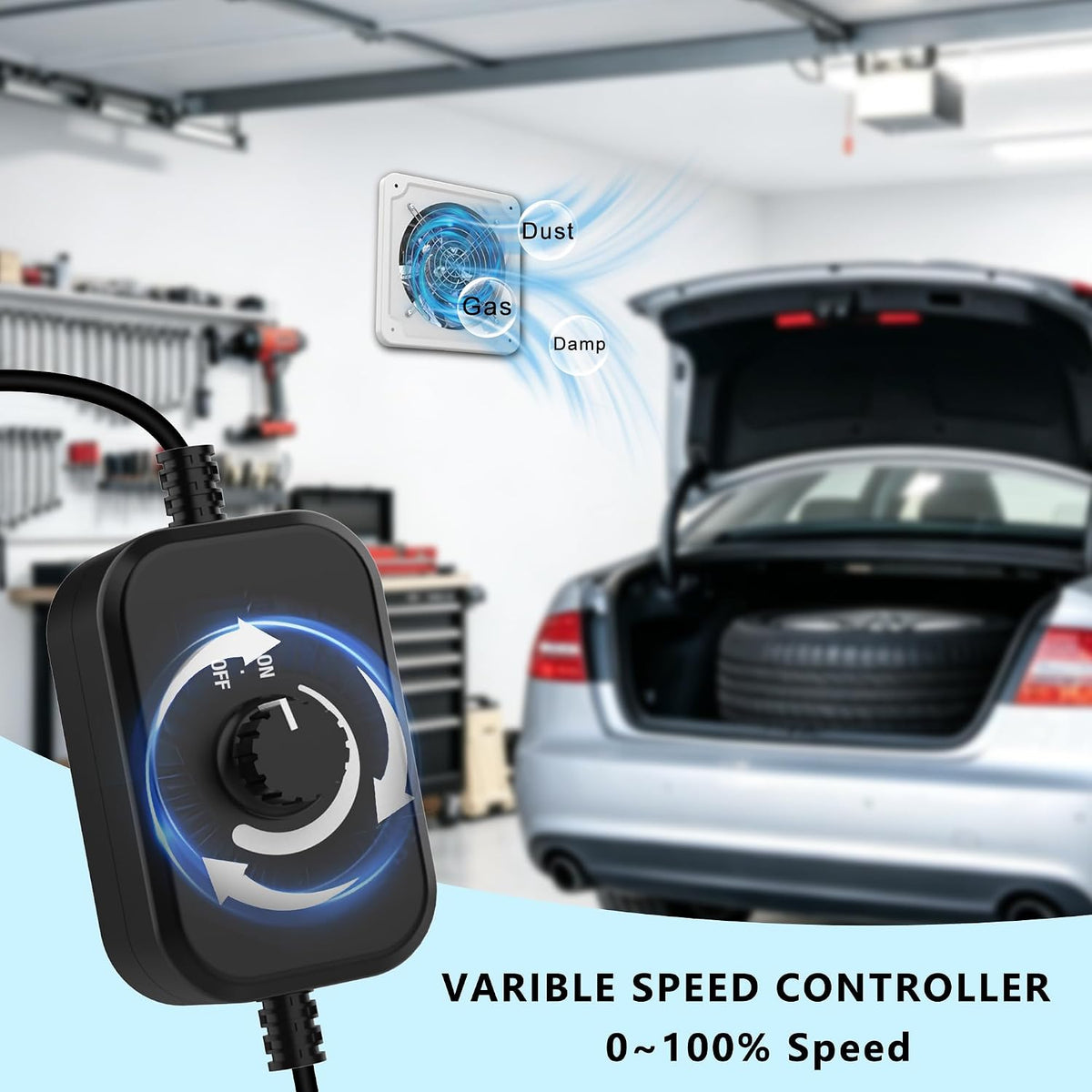 Aygrochy 200mm Regelbar Abluftventilator, DC motor Badlüfter Leiser 986m³/h,Industrielle Wandventilator mit Rücklaufklappe für Gewächshäuser Badezimmer Küche Garage Loft,Weiß.