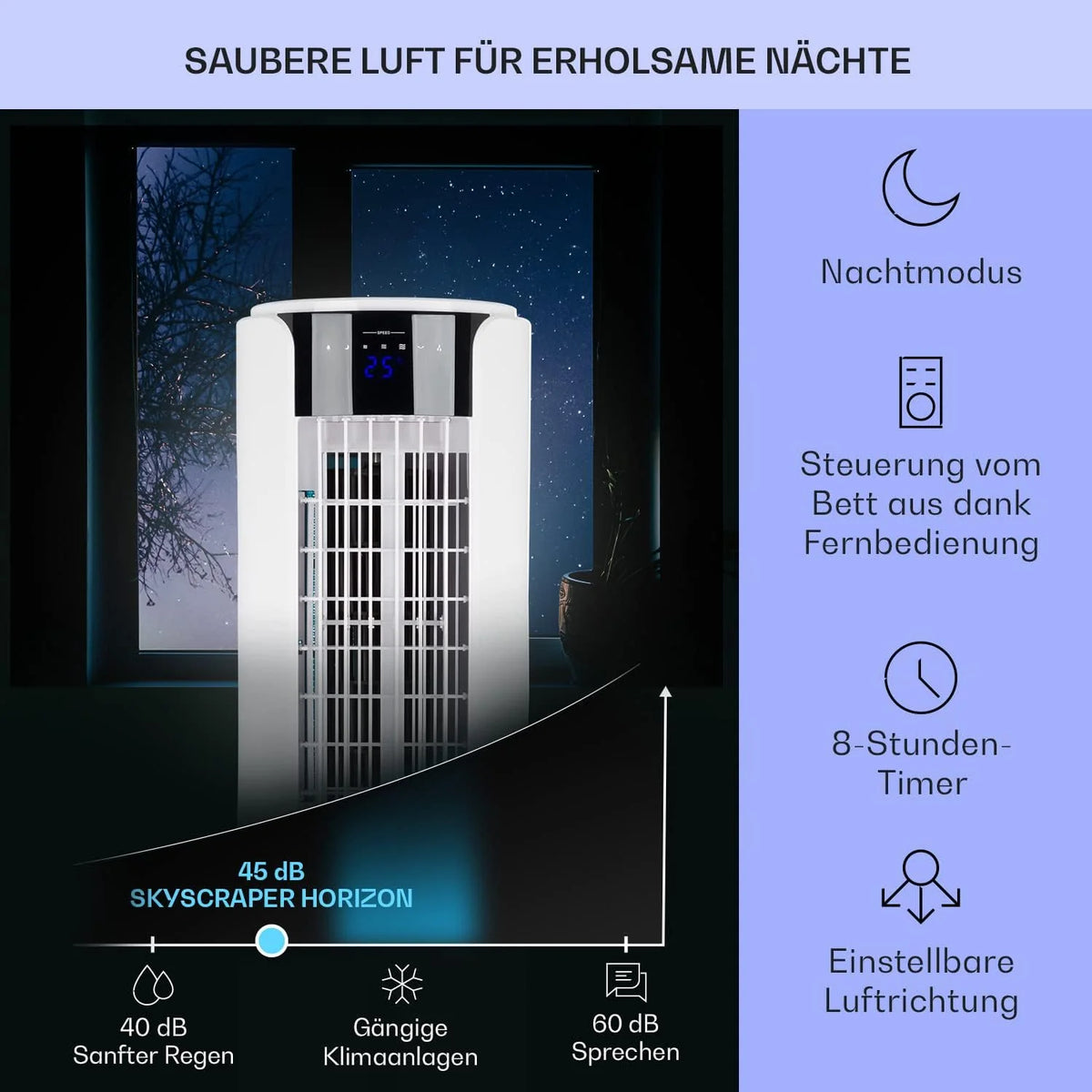 Klarstein Luftkühler mit Wasserkühlung, 4-in-1 Raumkühler, Luftbefeuchter, Ventilator & Nachtmodus, Mobile Klimageräte Luftkühler mit 3,5L Tank & Timer, 60W Air Cooler mit 486 m³/h Luftstrom