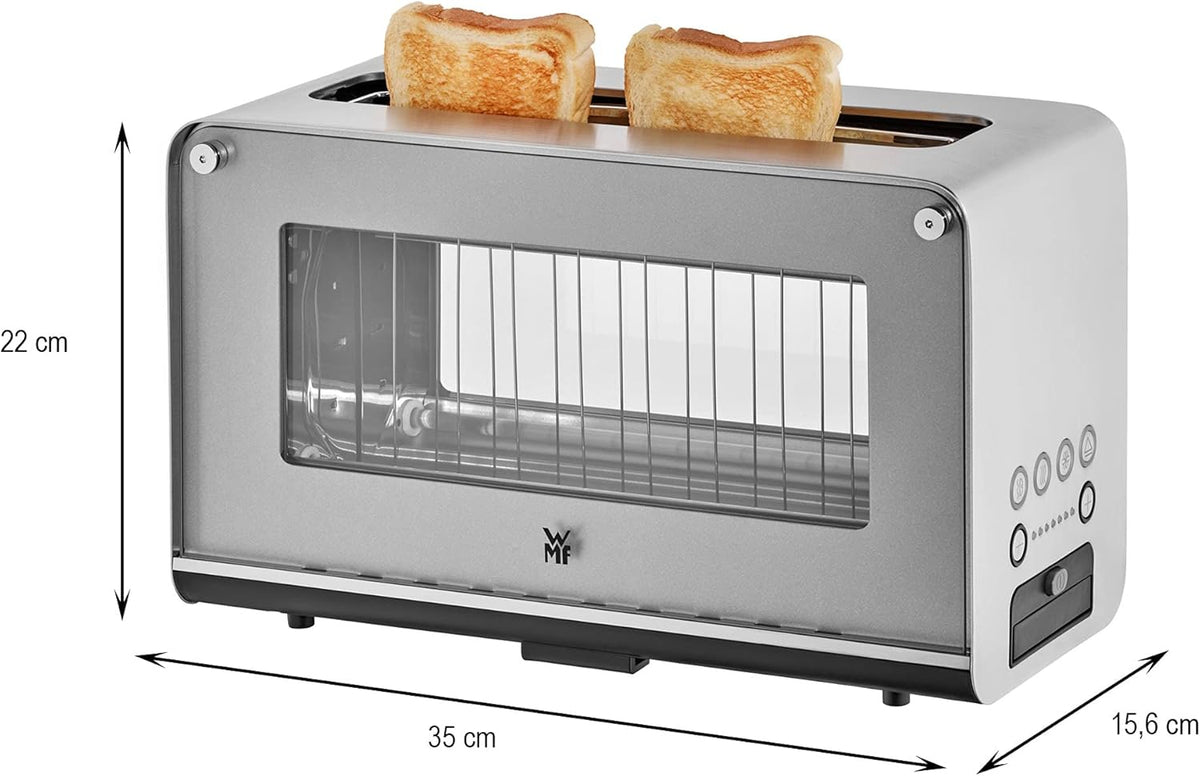WMF Lono Toaster Glas mit Brötchenaufsatz, 2 Scheiben, XXL, motorisierte Toastaufnahme & Lono 2 in 1 Vario Wasserkocher, mit Temperatureinstellung, 1,4-1,7 l, 3000 W, Teekocher Glas mit Teesieb