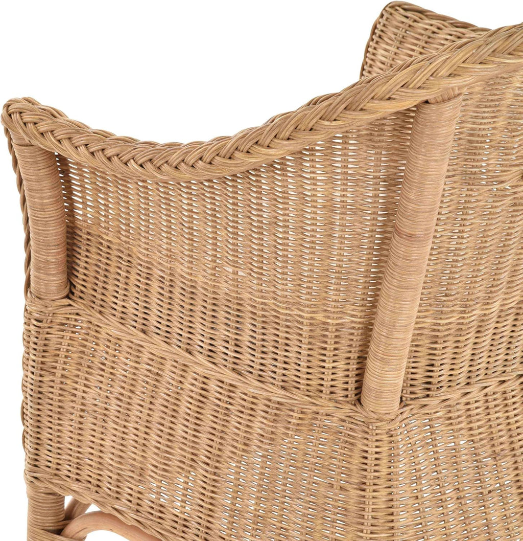Rattan-Sessel Natur/Esszimmersessel Korb-Sessel inkl. Polster Beige/Rattanmöbel Rattansessel Rattanstuhl mit Armlehnen Lounge Flechtsessel (mit Polster, Honig-Dunkel)