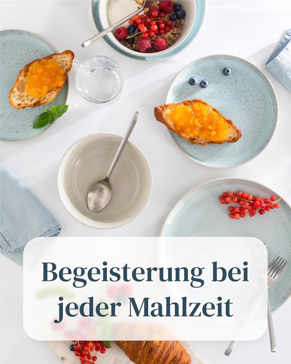 Steingut Geschirrset 6 Personen Ibiza 24 tlg. TESTSIEGER, Traumhaftes Mediterranes Steingut Geschirr Set, Schüssel- und Teller Set, Tafelservice 6 Personen, Geschirrsets Pure Living in Blau-Beige