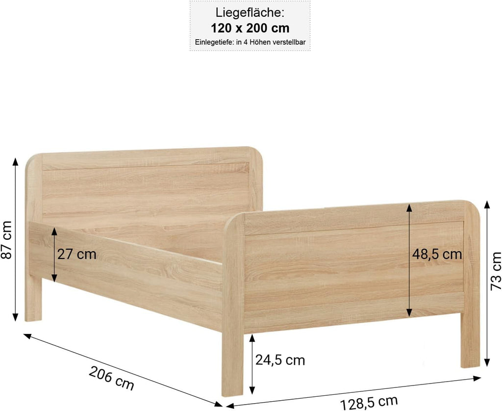 Homestyle4u Komfortbett Bett Senioren Seniorenbett 120x200 Komforthöhe Natur Holz erhöhter Einstieg extra hoch | Artikel 3120
