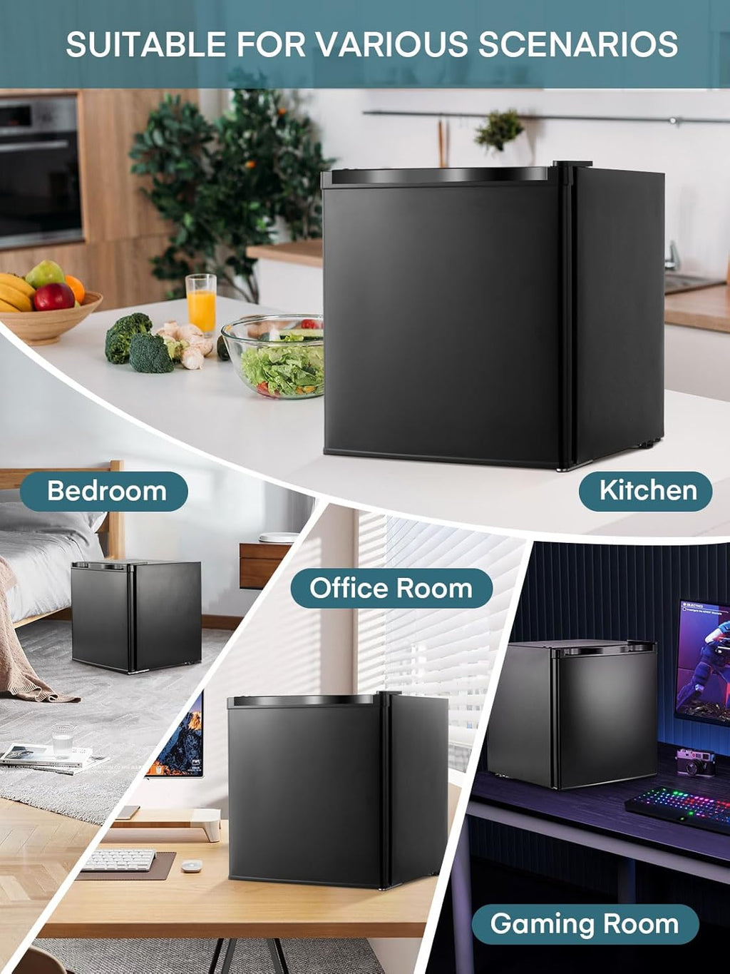 FOHERE Mini Gefrierschrank 32L -22°C Klein Kompakt Leise 43db Gefrierbox, Wechselbarer Türanschlag, Tiefkühltruhe Tiefkühlschrank Klein, Perfekt für Büro Camping Outdoor (schwarz) [Energieklasse E]