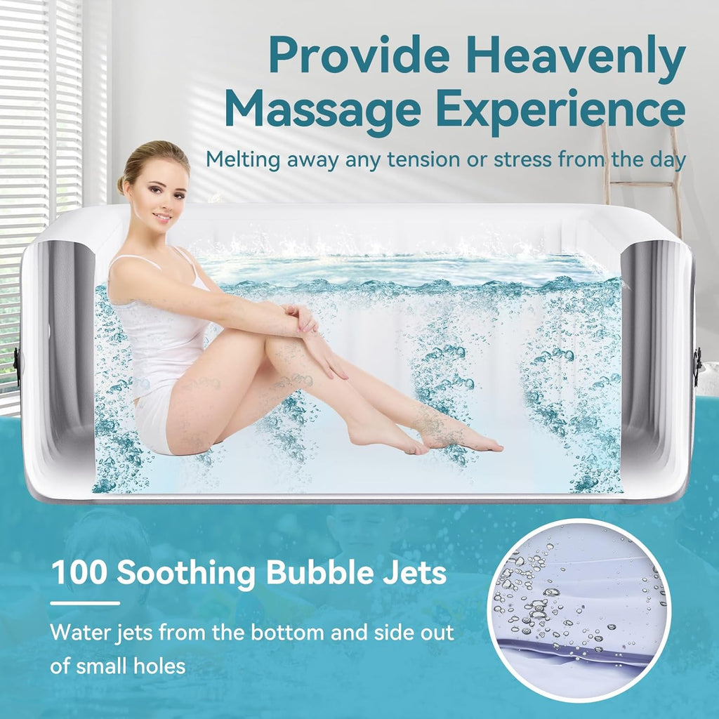 Hot Tub Aufblasbar für 2 Personen Mit LED, 2400W In/Outdoor SPA Pool Winterfest Mit 100 LuftdüSen, Frostschutz, 550 Liter, Auslaufsichere, Energiesparend, Bubble Spa & Wellness Massage