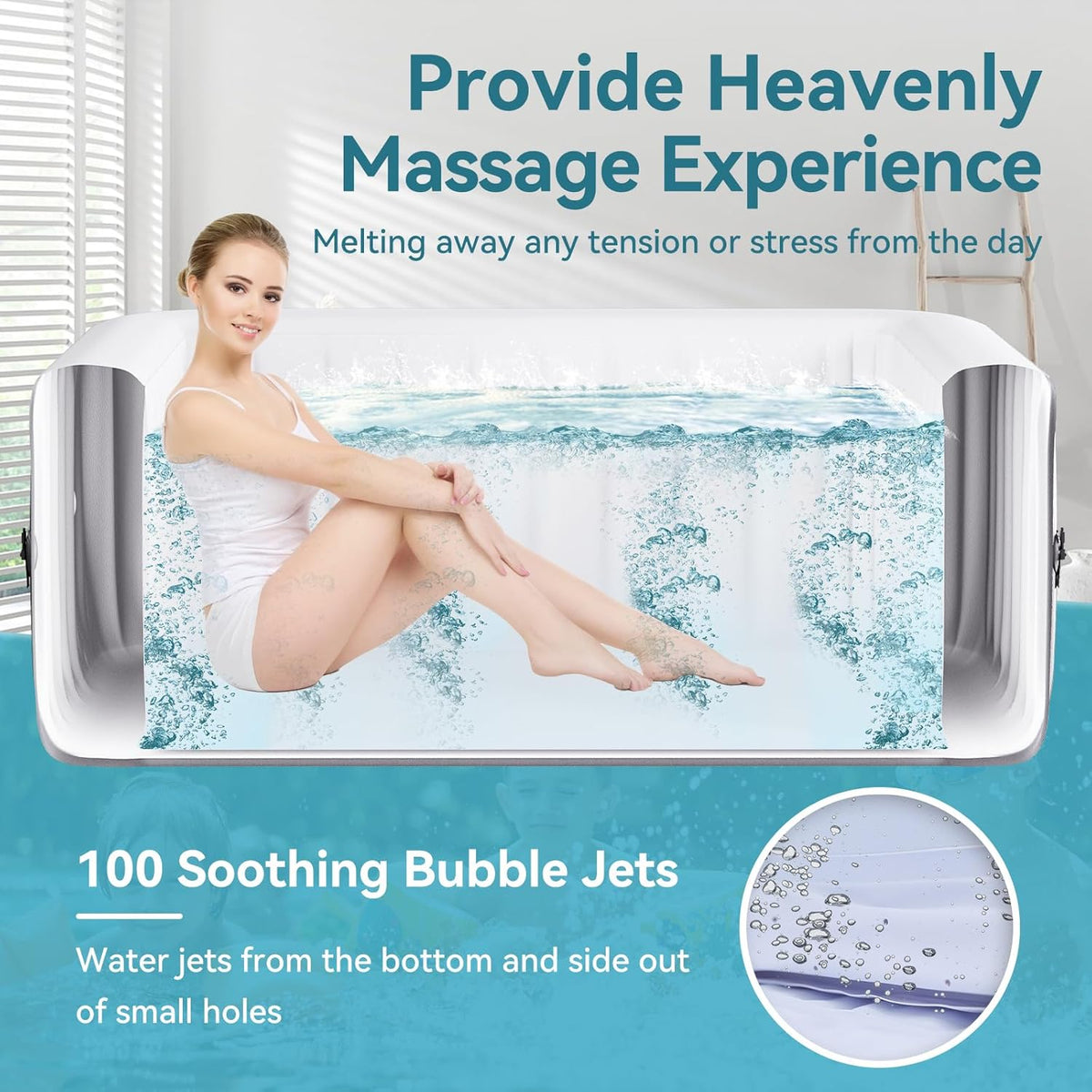 Hot Tub Aufblasbar für 2 Personen Mit LED, 2400W In/Outdoor SPA Pool Winterfest Mit 100 LuftdüSen, Frostschutz, 550 Liter, Auslaufsichere, Energiesparend, Bubble Spa & Wellness Massage