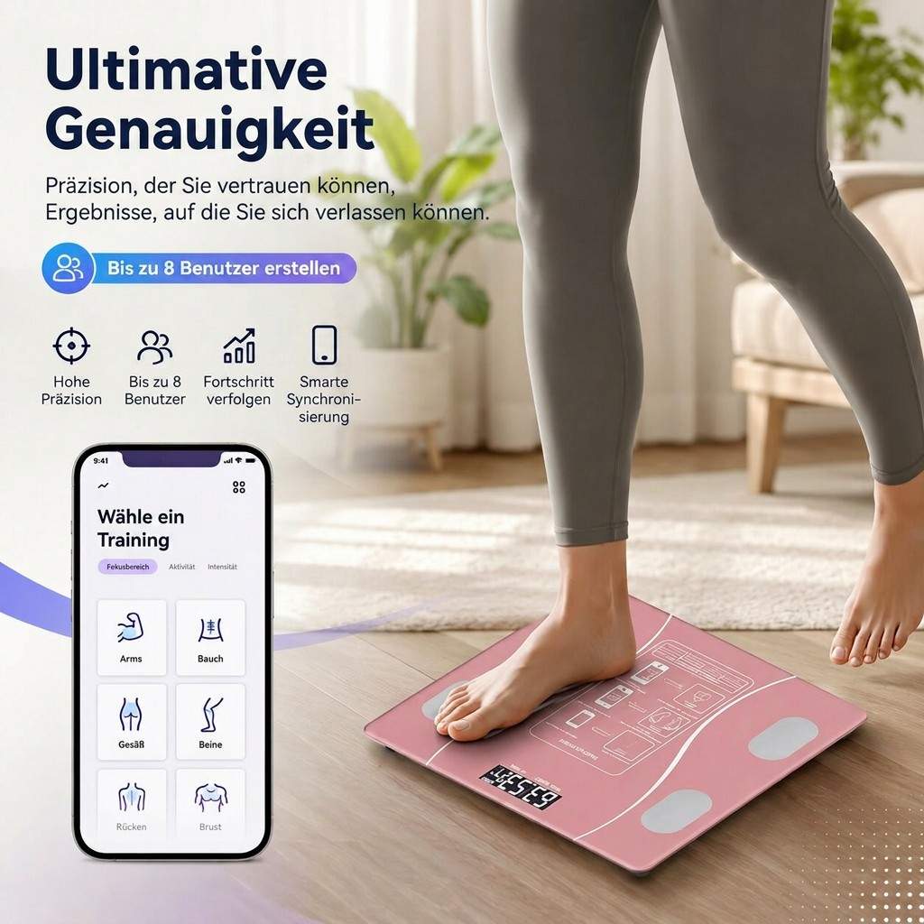 Smarte Personenwaage mit Bluetooth Körperanalyse | KörperVellum