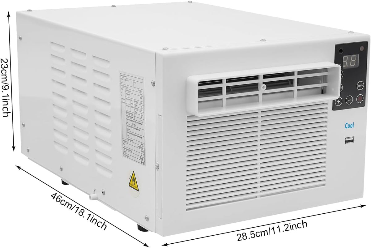 Mini Klimaanlage - 280W Klein Fensterklimaanlage mit Fernbedienung und Abluftschlauch, Mobile Kompakt Einbau Klimagerät, Tragbare Luftkühler für Schlafzimmer, Wohnzimmer, Büro