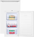 Beko FS166020 Gefrierschrank, freistehend, unterbaufähig, 65 l Nettovolumen, 3 kg/24h Gefrierkapazität, 3 Schubladen, MinFrost, wechselbarer Türanschlag, in unbeheizten Räumen nutzbar, Weiß