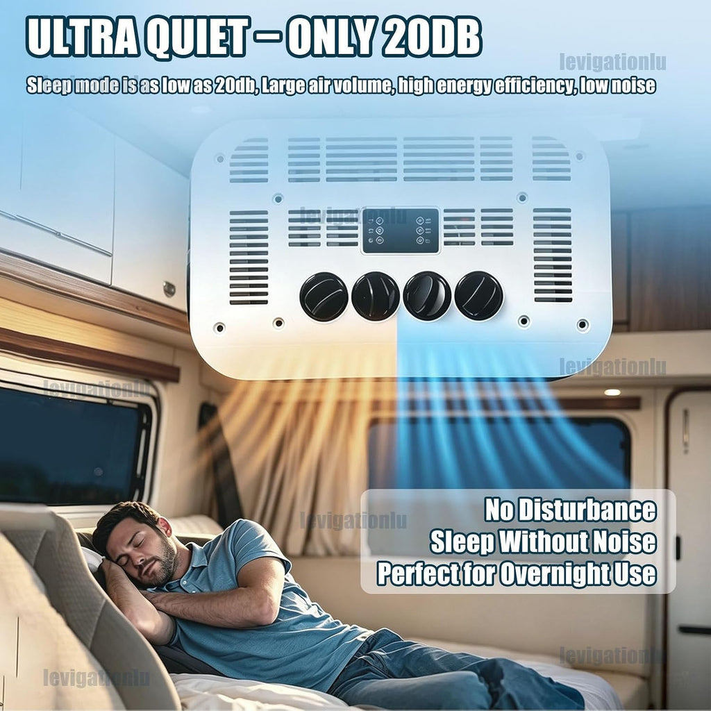 Wohnmobil Dachklimaanlage 12V/24V mit Fernbedienung, 2200W Klimaanlage für Camper Van, Kühlen & Heizen, Ultra Leise 20dB, Energiesparend, 360° Luftverteilung, unverzichtbar für Vanlife 12v