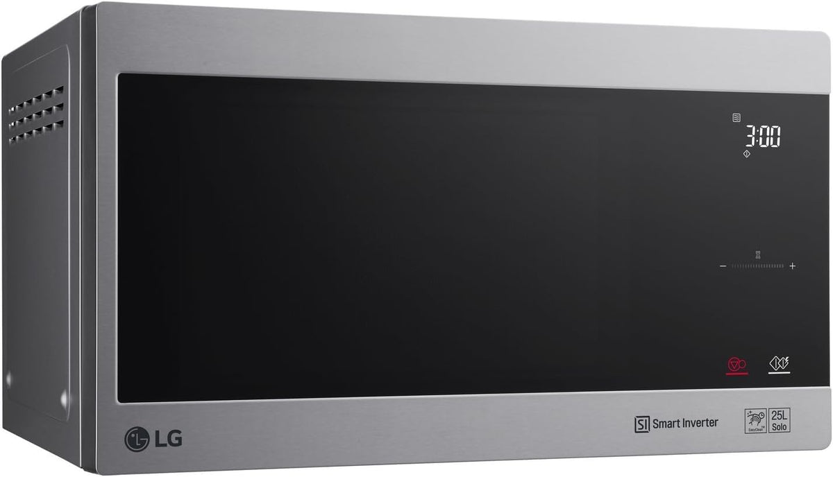 LG MS2595CIS Mikrowelle mit Smart Inverter Technologie, 25 Liter Kapazität, 1000 W, Automatikprogramme, einstellbare Leistungsstufen und EasyClean-Funktion, Silber