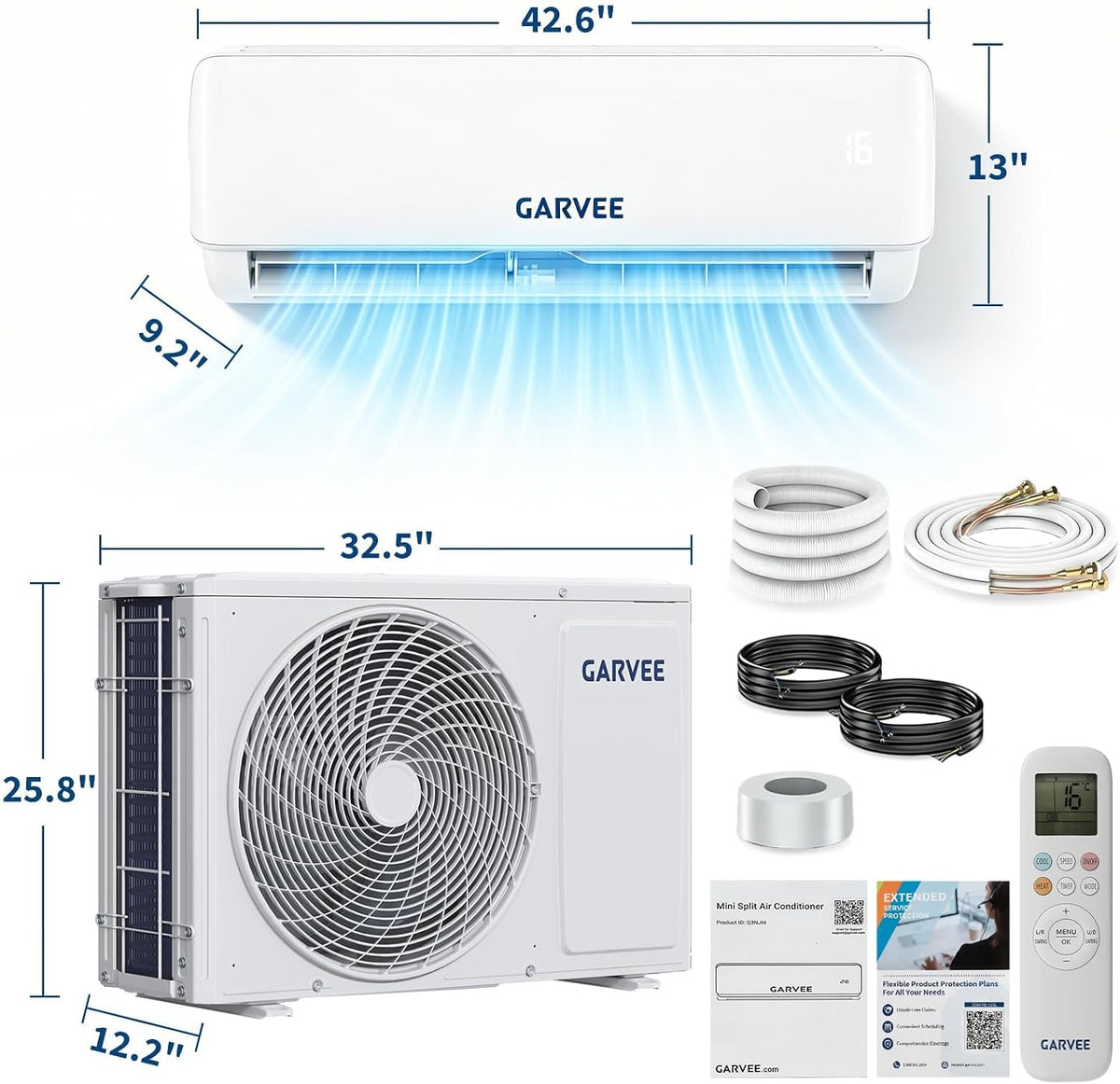 Klimaanlage Split, Kühlung und Heizung, 24000 Btu Split Klimaanlage, Inverter Klimagerät, Wifi & App Klimaanlage Wandmontage, Sehr Leise, Timerfunktion, R32 Kältemittel, Energieeinsparung, bis 120qm