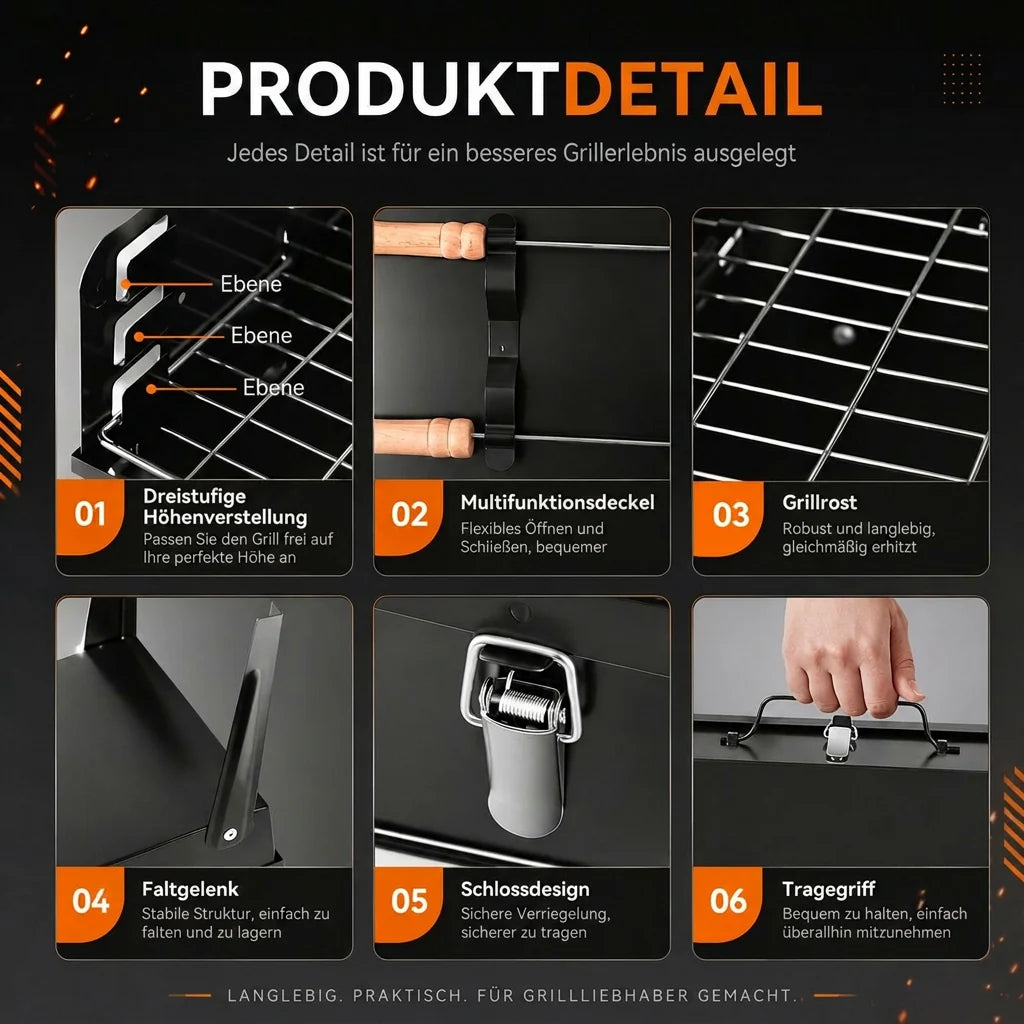 Faltbarer Holzkohlegrill | Kohlekoffer