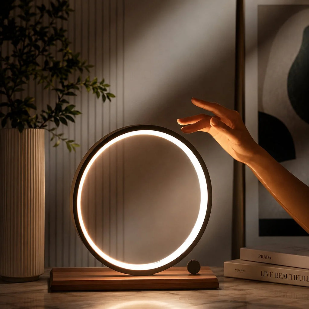 Dimmbare LED Tischlampe | Kreislicht