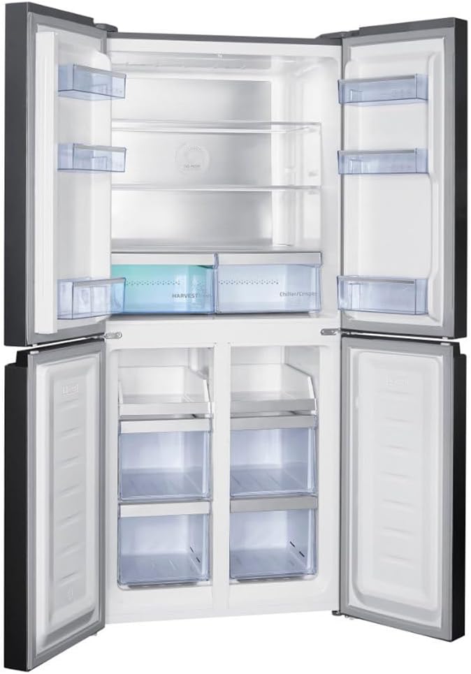 Beko GNO46623MXPN Side-by-Side, Kühlschrank, Gefrierschrank, 466 l Gesamtvolumen, 291 Liter Kühlbereich, 175 Liter Gefrierbereich, Multifunktionsdisplay, HarvestFresh, 18 l Chiller-Zone, Edelstahl