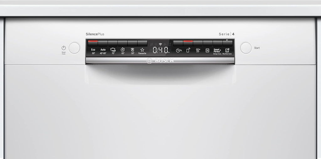 Bosch SMU4HCW48E Serie 4 Smarter Geschirrspüler Unterbau, 60 cm breit, Besteckschublade, Made in Germany, Silence Programm besonders leise, Extra Trocknen auf Knopfdruck