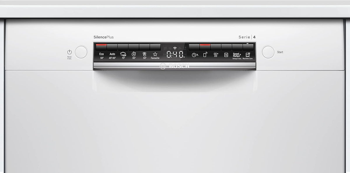 Bosch SMU4HCW48E Serie 4 Smarter Geschirrspüler Unterbau, 60 cm breit, Besteckschublade, Made in Germany, Silence Programm besonders leise, Extra Trocknen auf Knopfdruck