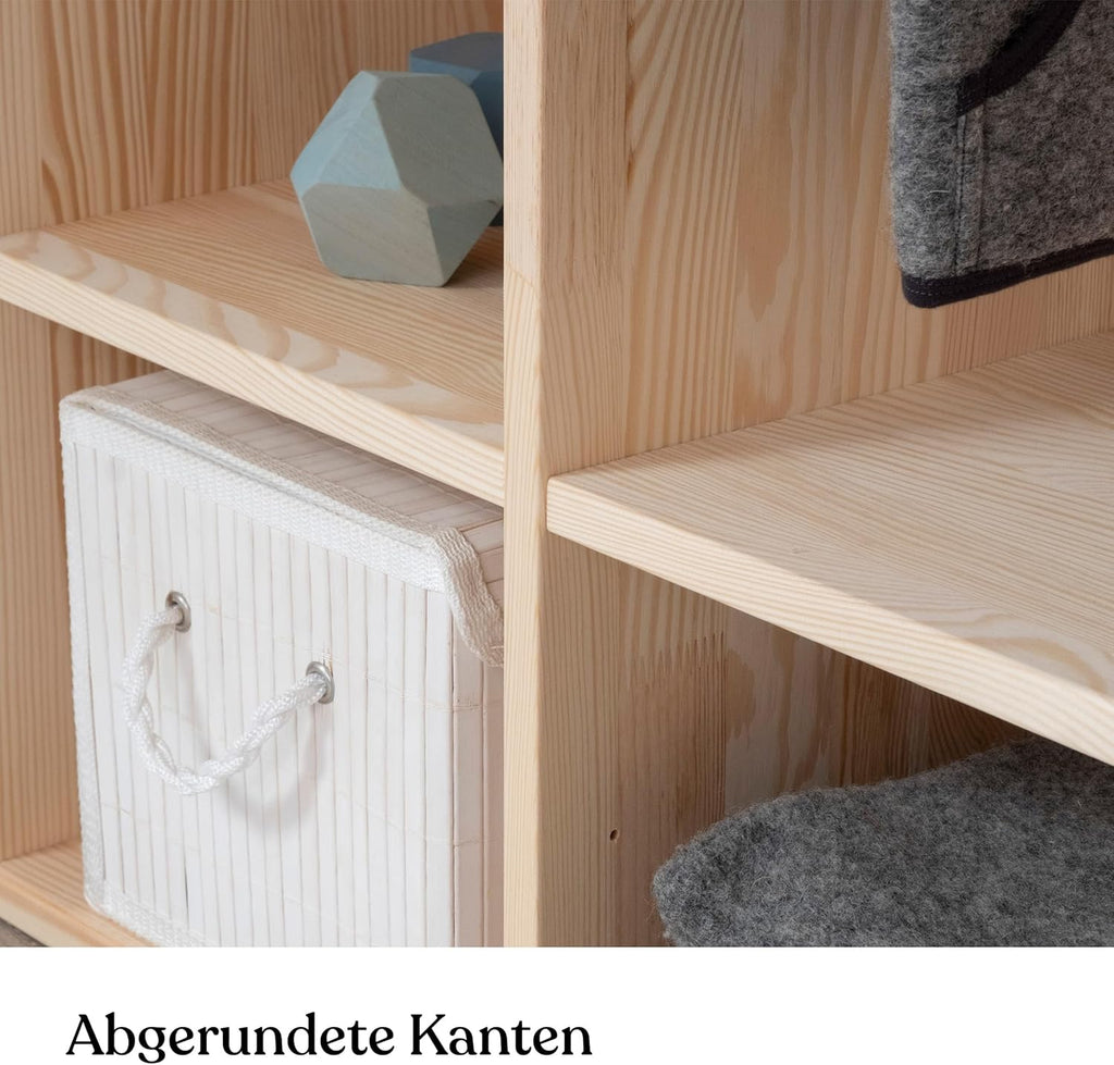 Ehrenkind® Montessori Kleiderschrank | Kinderregal Kiefer Natur | Kinderschrank FSC Zertifiziert | Garderobe für das Kinderzimmer in 100x100x40 | Kleiderschrank Kinderzimmer | Kinderzimmer Möbel