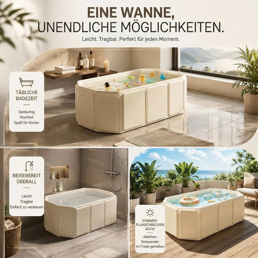 Faltbare Babybadewanne mit rutschfestem Boden | Wannenwelle