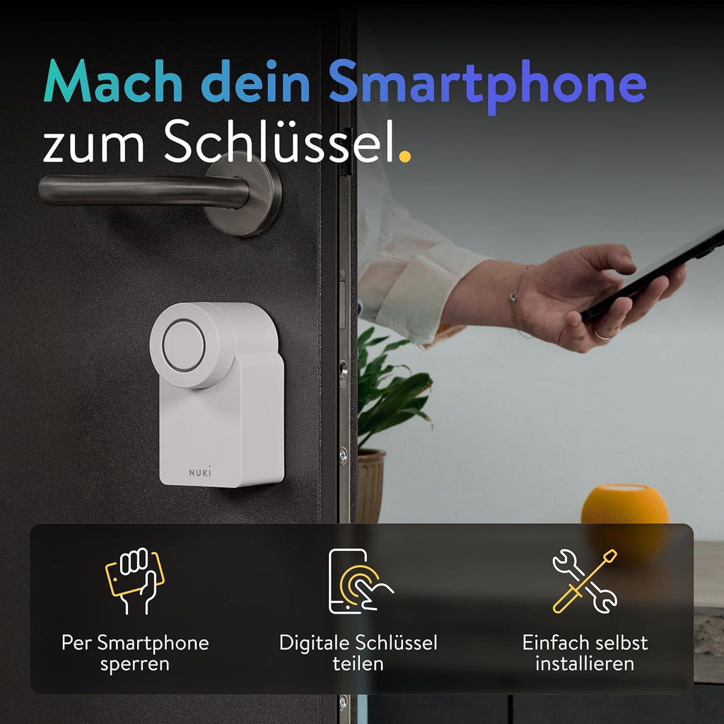 Nuki Smart Lock Go (2025) mit Bluetooth, WLAN & Matter, elektronisches Türschloss macht Smartphone zum Schlüssel, Nachrüsten ohne Zylindertausch – Smart Lock