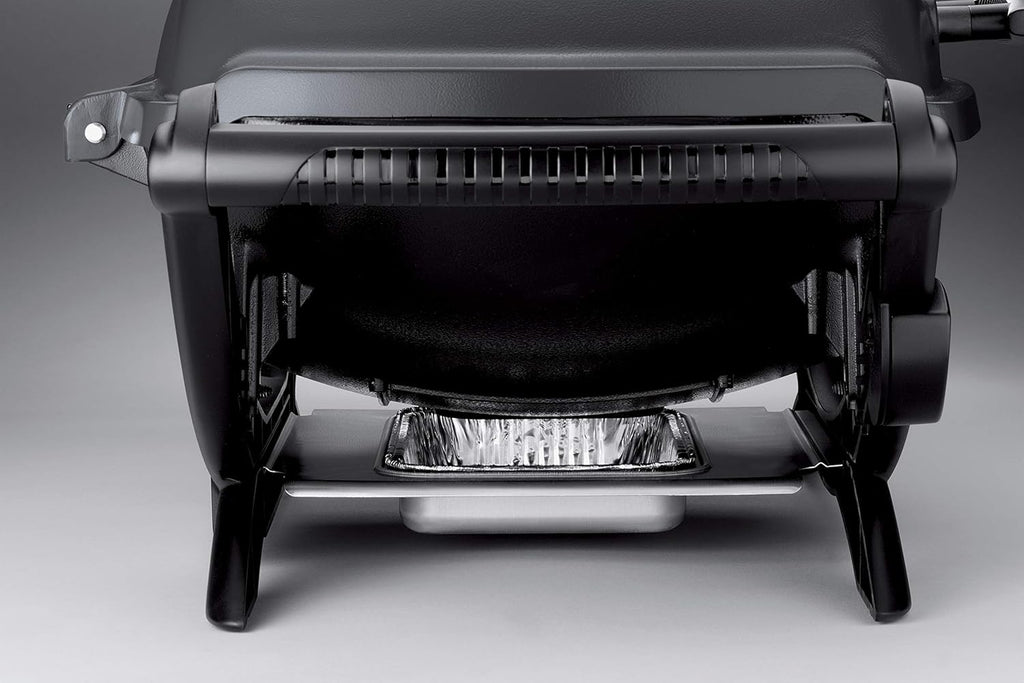 Weber Q2400 Elekrogrill mit Seitentischen, 54 x 39cm Grillfäche, portable, 2-geteilter porzellanemaillierter Guss-Grillrost, Aluminiumguss Deckel & Gehäuse - Dark Grey (55020079)
