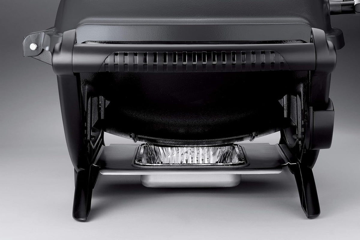 Weber Q2400 Elekrogrill mit Seitentischen, 54 x 39cm Grillfäche, portable, 2-geteilter porzellanemaillierter Guss-Grillrost, Aluminiumguss Deckel & Gehäuse - Dark Grey (55020079)