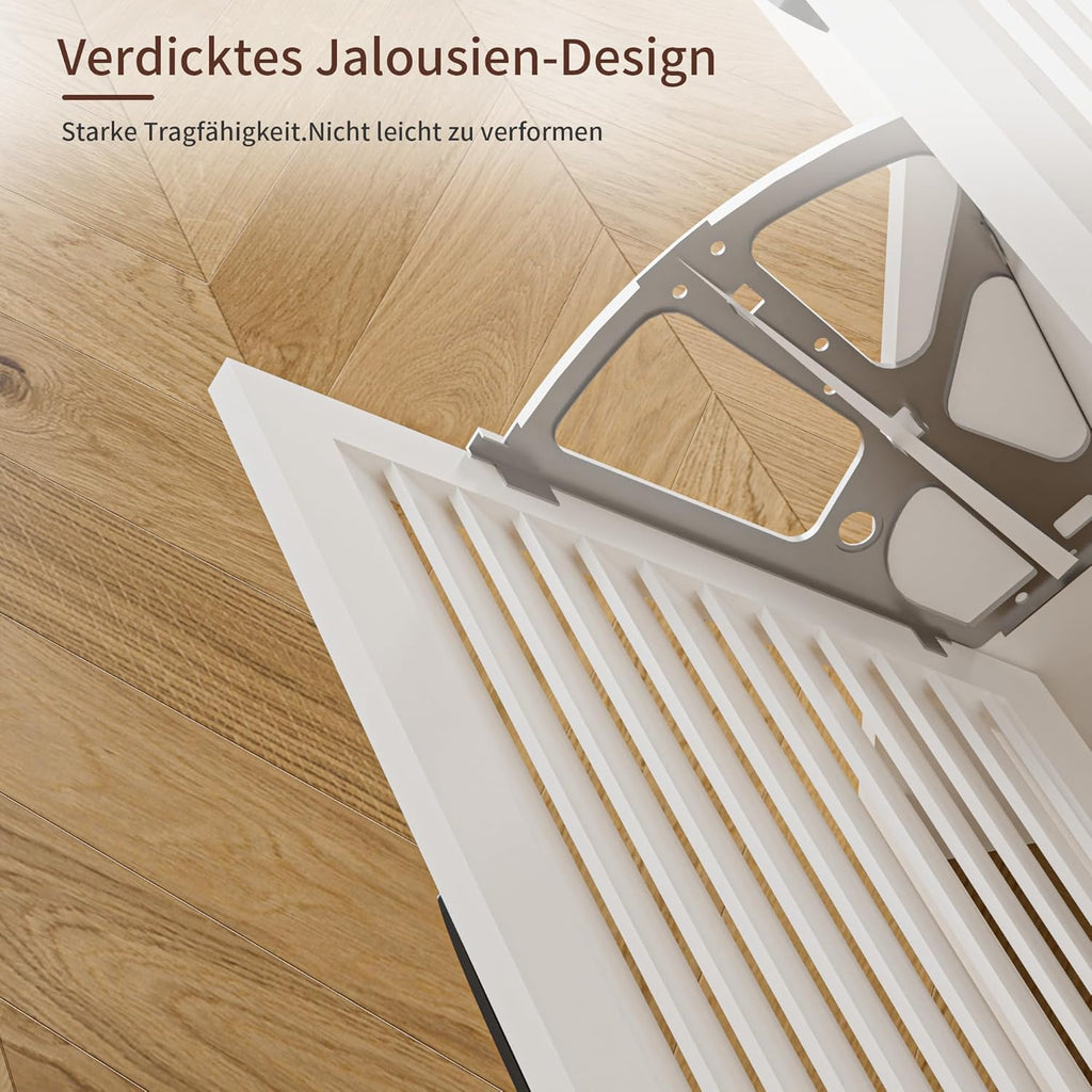 BonVache Schuhschrank Schmal, Schuhkipper mit Lamellentür, Schuhregal mit 3 Klappen, Schuhkommode mit 6 Verstellbar Ablageflächen, Schuhaufbewahrung für Flur, 80x24x120 cm, Weiß