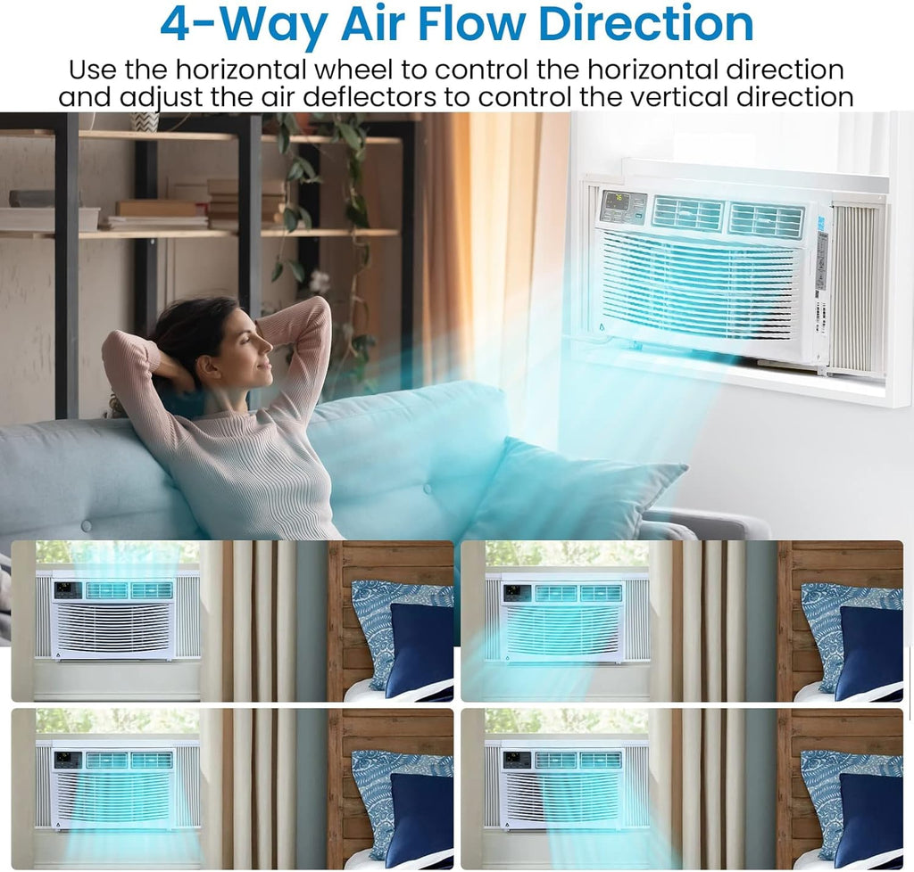 Fenster-Klimaanlage 8000 BTU, 115 V Wechselstrom-Einheit, kühlt bis zu 350 Quadratfuß, energiesparend mit Fernbedienung und App und Timer, perfekt für Schlafzimmer