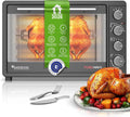 TurboTronic Minibackofen mit Umluft 45L schwarz 2000W, Drehspieß, Timer, Mini Backofen, Pizzaofen, 2 Backbleche, Grill