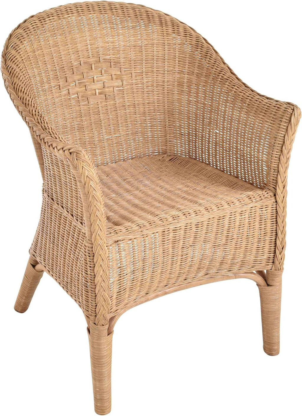 Rattan-Sessel Natur/Esszimmersessel Korb-Sessel inkl. Polster Beige/Rattanmöbel Rattansessel Rattanstuhl mit Armlehnen Lounge Flechtsessel (mit Polster, Honig-Dunkel)