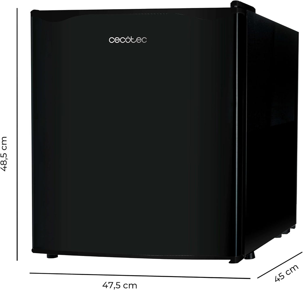 Cecotec Mini-Kühlschrank - 46 l Kühlschrank GrandCooler 20000 L SilentCompress Black. Höhe 48,7 cm, Breite 48 cm, Niedriger Energieverbrauch, Umkehrbare Tür, Zyklischer Betrieb, Kompaktes Design