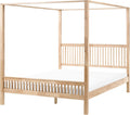 Beliani Himmelbett Holz Hellbraun 180 x 200 cm mit Lattenrost modern Harfleur