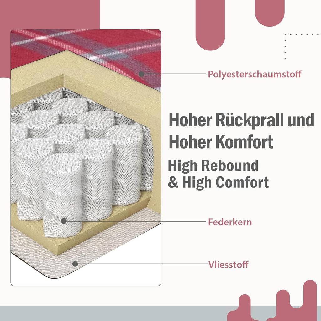 Ohrensessel, Vintage Sessel mit Holzfüße, gepolsterte Relaxsessel, Einzelsessel für Wohnzimmer, Schlafzimmer, Leinen (Rot)